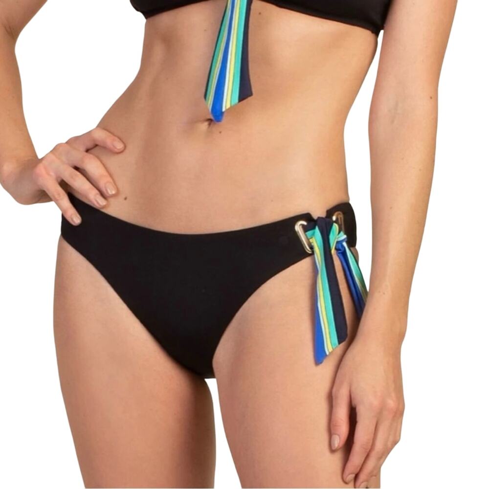 NWT Trina Turk Ipanema Solid French Cut Side Tie Ribbon Bikini Bottom Size 12